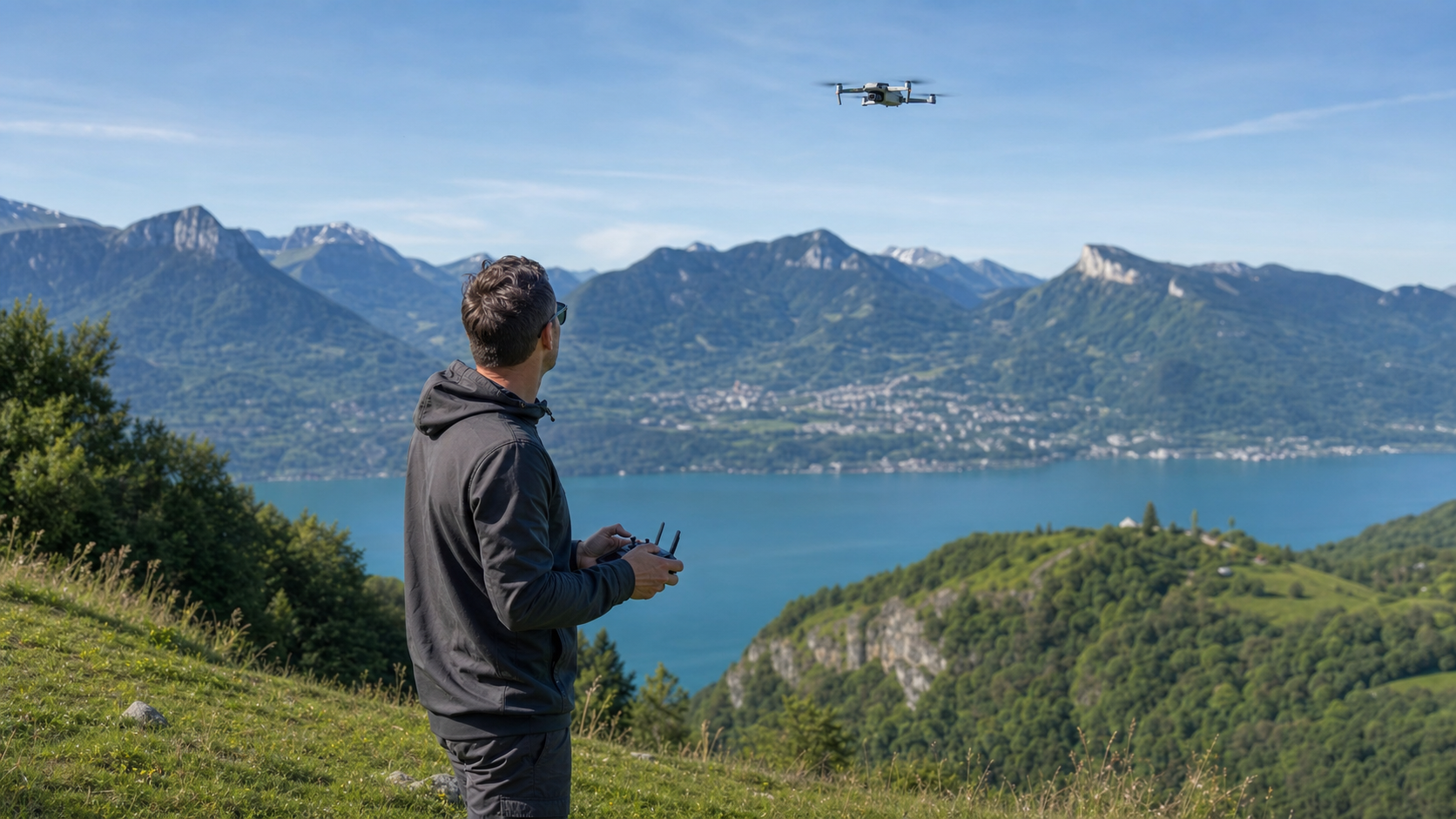 Prise de vue aérienne par drone au-dessus des montagnes de Chambéry