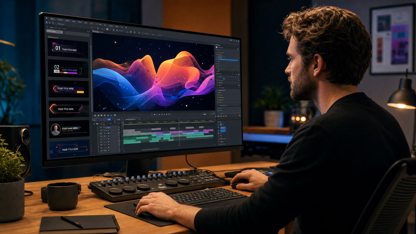 Création de motion design et habillage graphique pour vidéo sur écran d'ordinateur